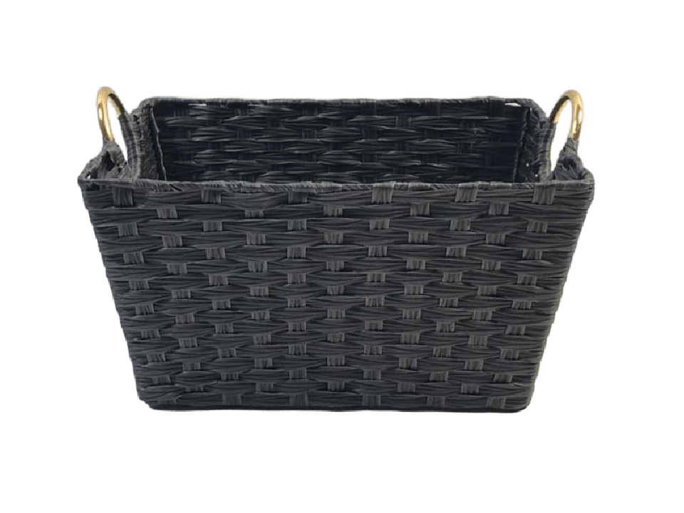 Superior Rectangular PE Resin Basket with Golden Handles